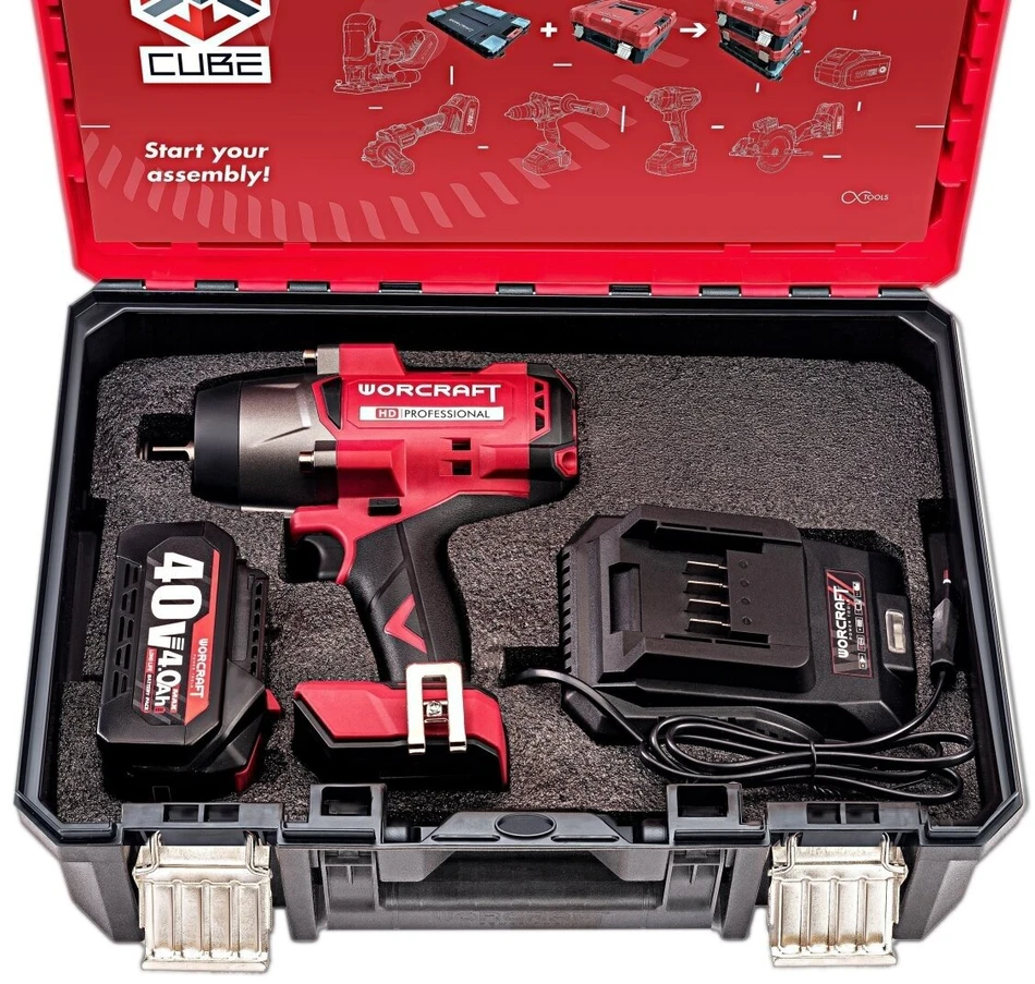 Akumuliatorinis smūginis veržliasukis WORCRAFT 3/4'' 2600Nm 40V LI-ION (pl.dėž.)