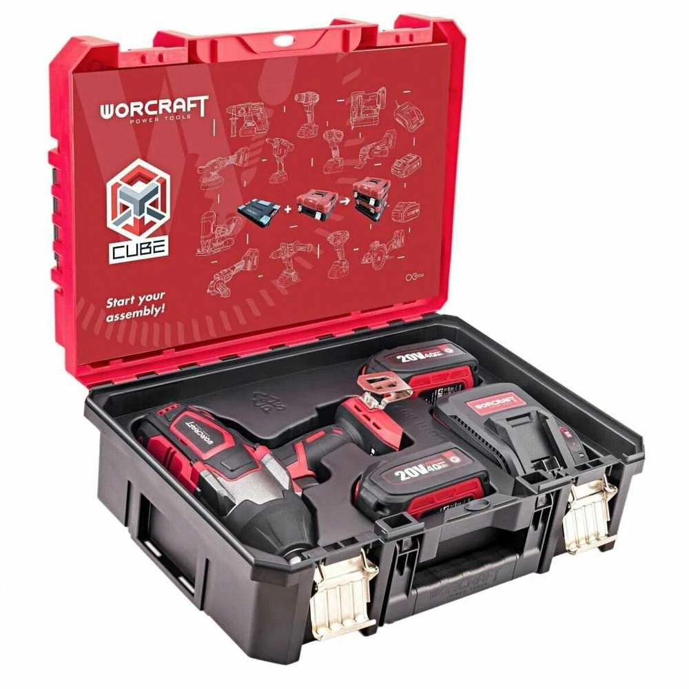 Akumuliatorinis smūginis veržliasukis Worcraft 3/4'' 1800Nm 20V LI-ION (XCUBE dėžė)