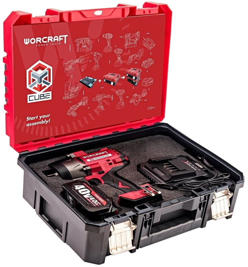 Akumuliatorinis smūginis veržliasukis WORCRAFT 3/4'' 2600Nm 40V LI-ION (pl.dėž.)