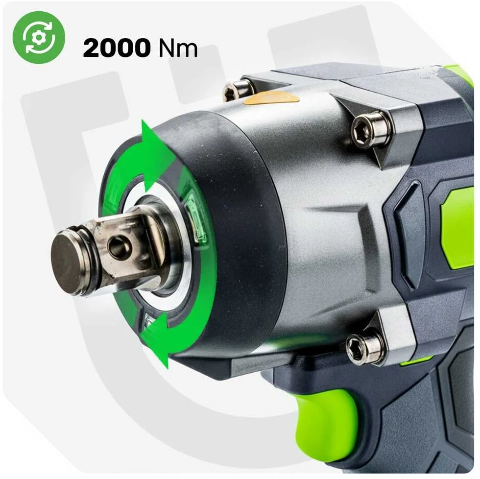 Akumuliatorinis smūginis veržliasukis Wuber W04605, 40 V, 2000 Nm