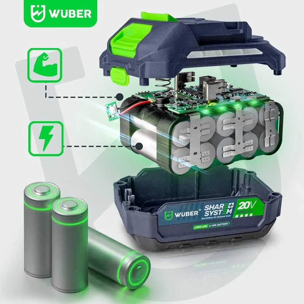 Akumuliatorinis smūginis veržliasukis Wuber W04602, 20V, 600 Nm