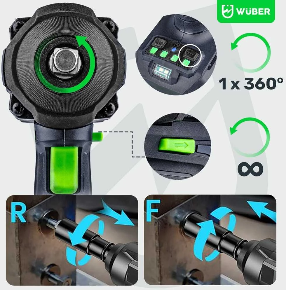 Akumuliatorinis smūginis veržliasukis Wuber W04602, 20V, 600 Nm