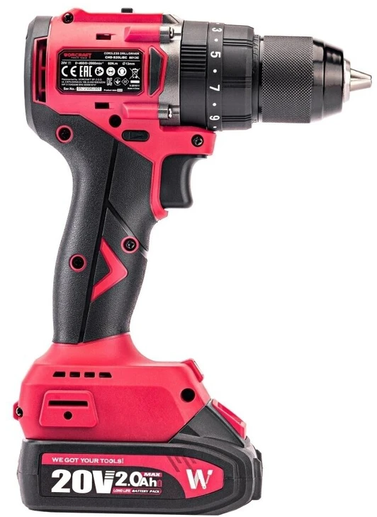 Akumuliatorinis suktuvas-gręžtuvas su kalimu WORCRAFT 20V LI-ION, 2x2.0Ah