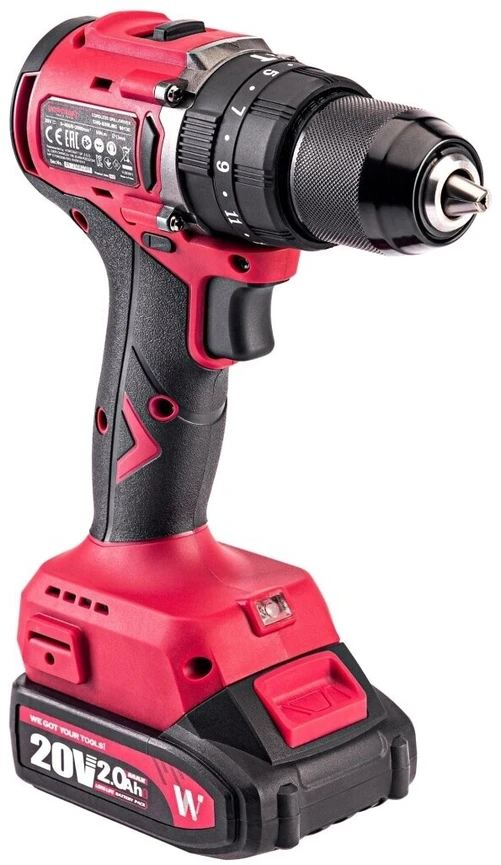 Akumuliatorinis suktuvas-gręžtuvas su kalimu WORCRAFT 20V LI-ION, 2x2.0Ah