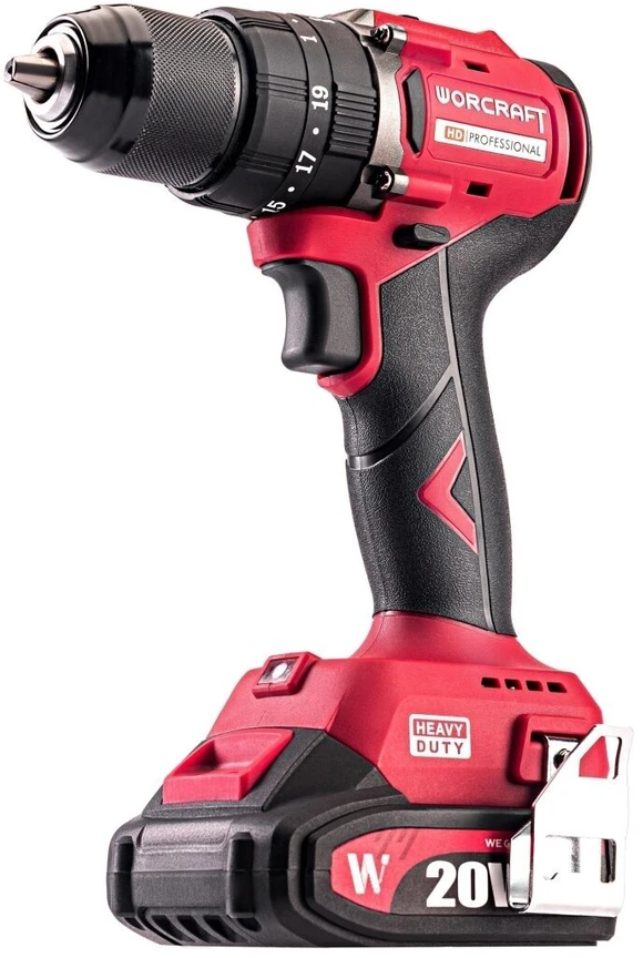Akumuliatorinis suktuvas-gręžtuvas su kalimu WORCRAFT 20V LI-ION, 2x2.0Ah