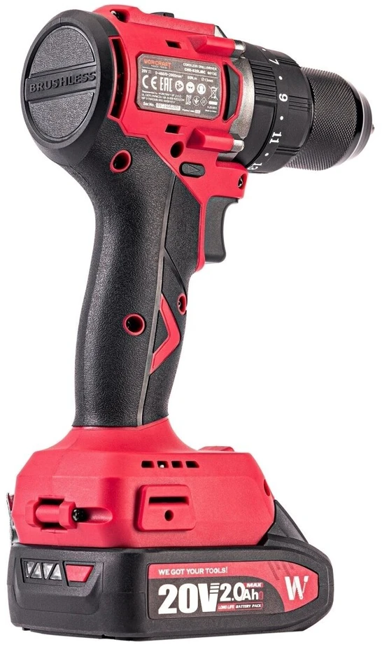 Akumuliatorinis suktuvas-gręžtuvas su kalimu WORCRAFT 20V LI-ION, 2x2.0Ah