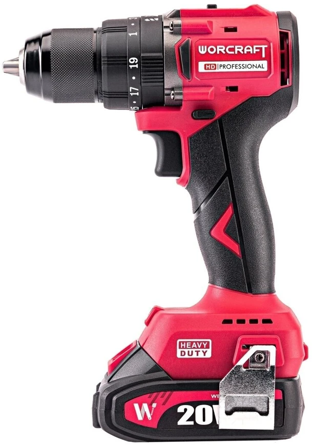 Akumuliatorinis suktuvas-gręžtuvas su kalimu WORCRAFT 20V LI-ION, 2x2.0Ah
