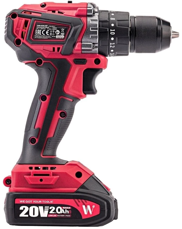 Akumuliatorinis suktuvas-gręžtuvas WORCRAFT CHD-S20LiB 20V LI-ION, 2x2.0Ah