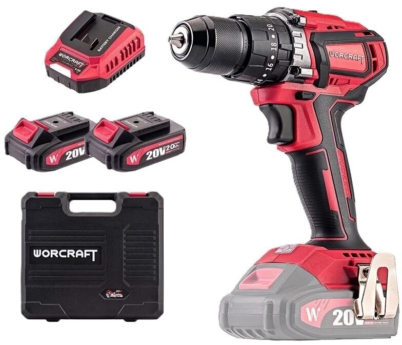Akumuliatorinis suktuvas-gręžtuvas WORCRAFT CHD-S20LiB 20V LI-ION, 2x2.0Ah