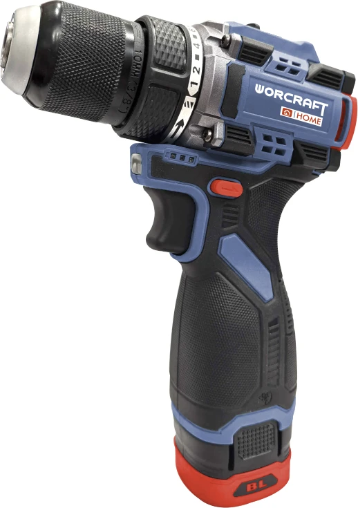 Akumuliatorinis suktuvas-gręžtuvas WORCRAFT su dviem 16.8 V 1.5 Ah Li-Ion akumuliatoriais
