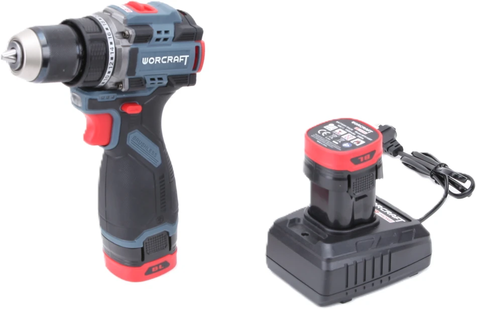 Akumuliatorinis suktuvas-gręžtuvas WORCRAFT su dviem 16.8 V 1.5 Ah Li-Ion akumuliatoriais