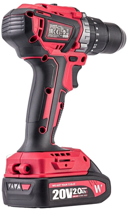 Akumuliatorinis suktuvas-gręžtuvas WORCRAFT CHD-S20LiB 20V LI-ION, 2x2.0Ah