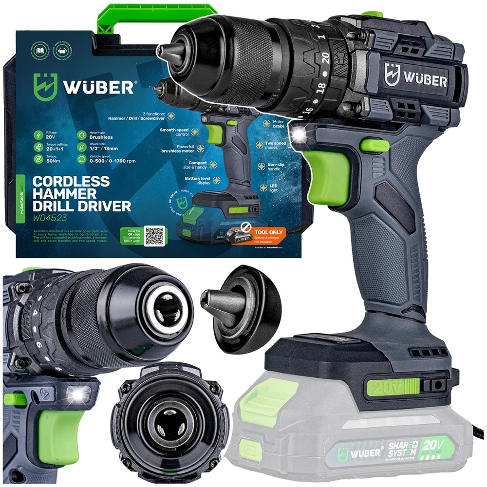 Akumuliatorinis suktuvas Wuber 20V Li-ion Brushless (Be akumuliatoriaus ir įkroviklio)
