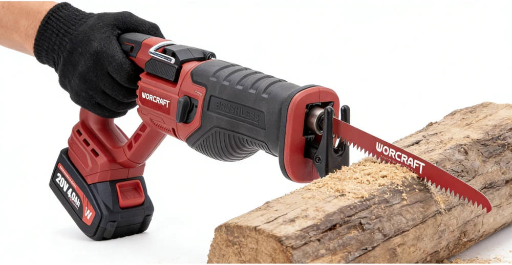 Akumuliatorinis tiesinis pjūklas WORCRAFT 20V Li-ion, 4,0Ah