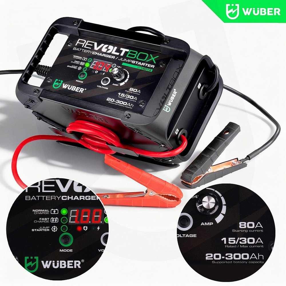 Automatinis akumuliatoriaus įkroviklis su paleidimo funkcija Wuber W14014, 80A