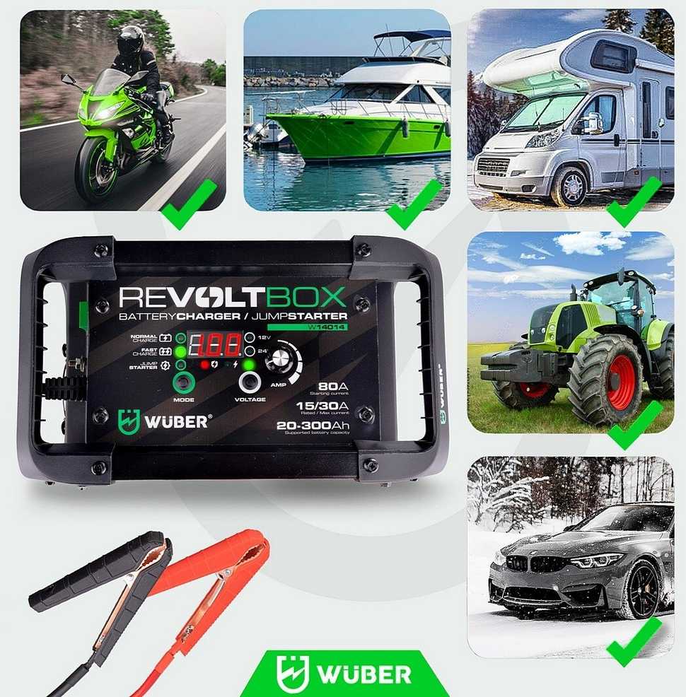 Automatinis akumuliatoriaus įkroviklis su paleidimo funkcija Wuber W14014, 80A