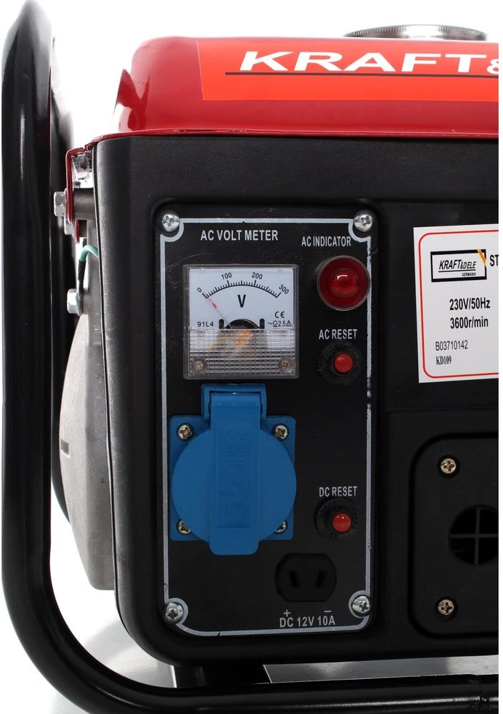 Benzininis dvitaktis elektros generatorius Kraft & Dele KD109, 1200W 12V/230V