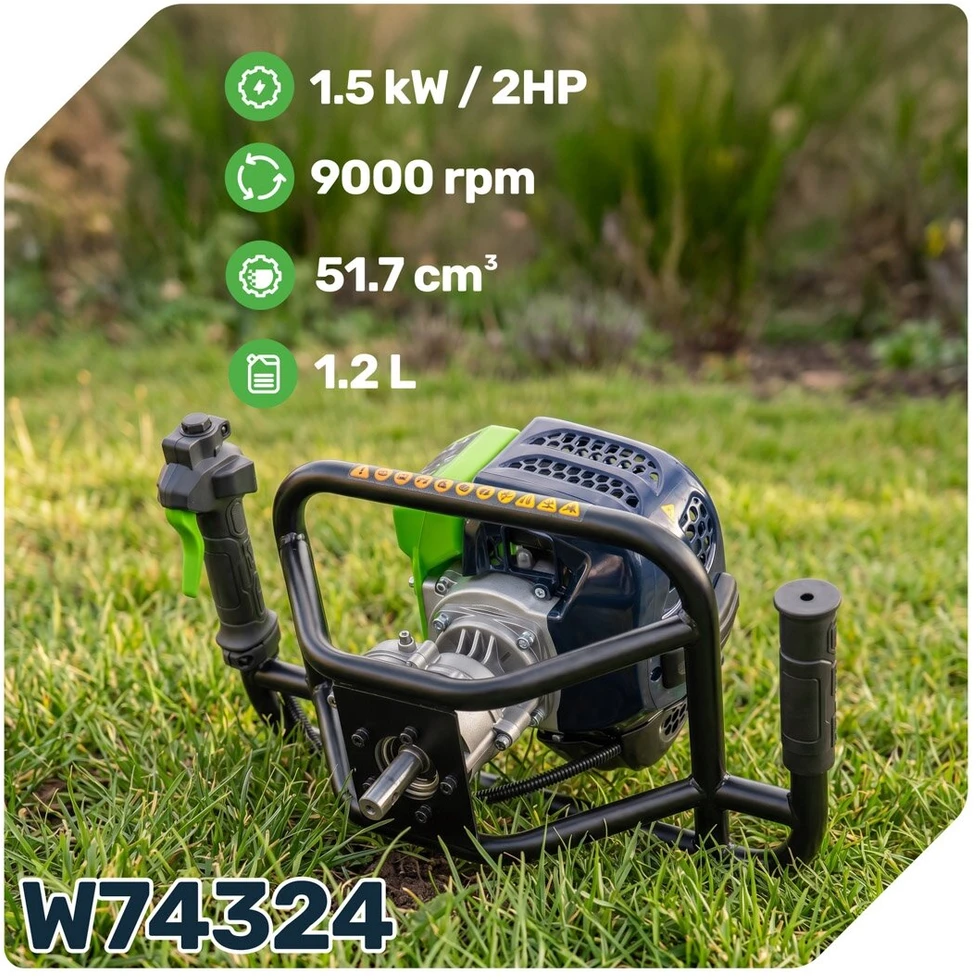 Benzininis žemės grąžtas Wuber W74324, 1,5 kW/2,0 AG