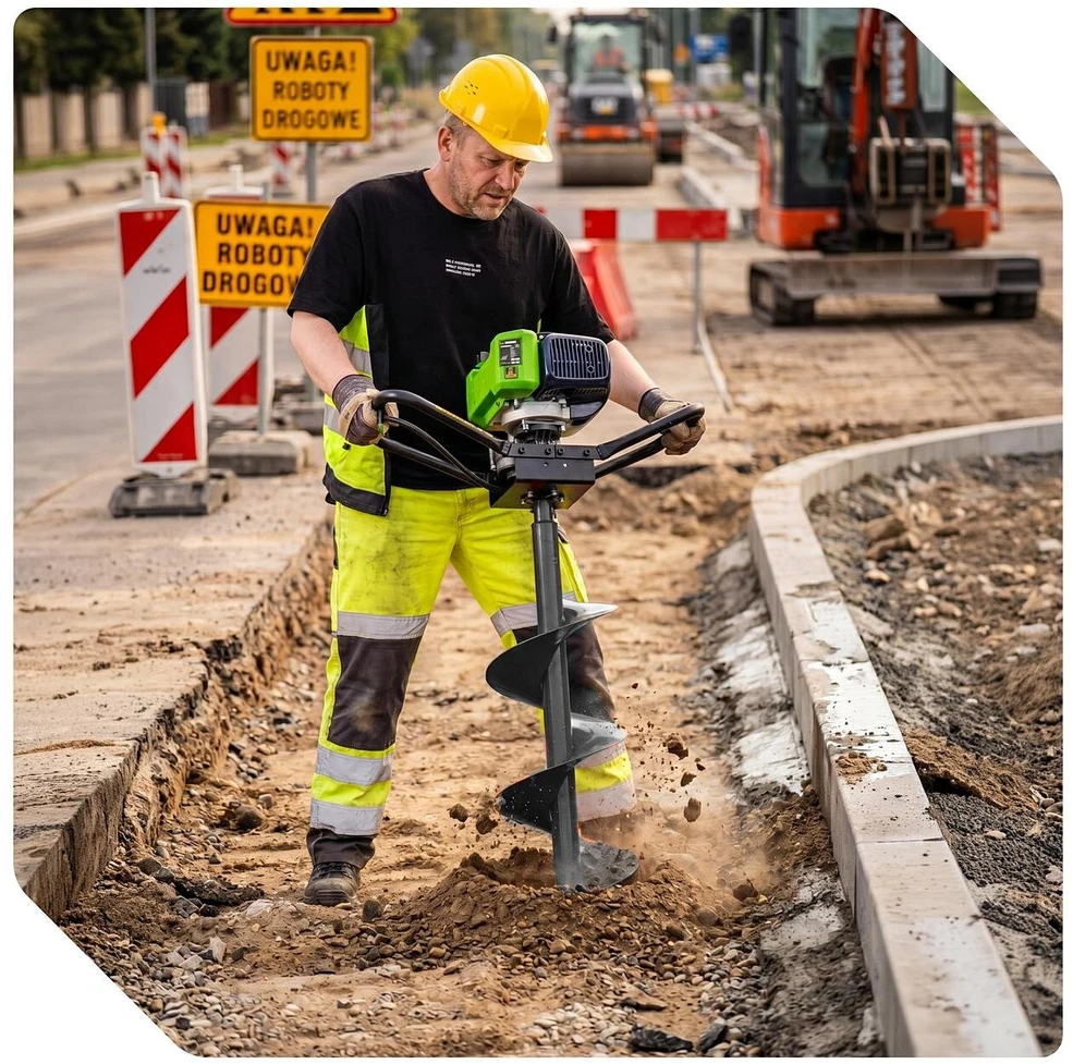 Benzininis žemės grąžtas Wuber W74325, su trim grąžtais