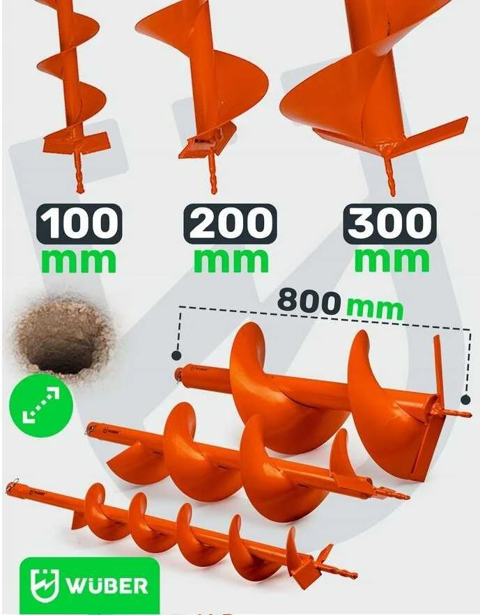 Benzininis žemės grąžtas WUBER WR-GD-520 su priedais