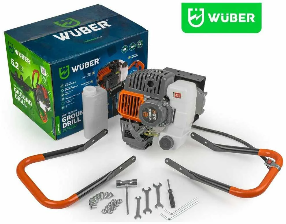 Benzininis žemės grąžtas WUBER WR-GD-520 su priedais