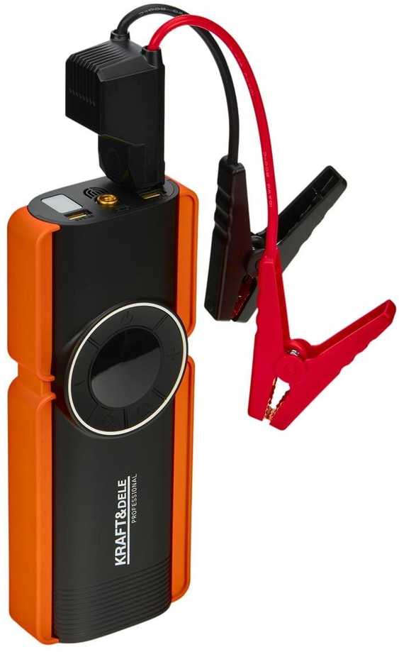 Daugiafunkcinis įkroviklis-paleidėjas su kompresoriumi ir LED žibintu Kraft & Dele KD5492, 1200A, 12 V, 10000 mAh