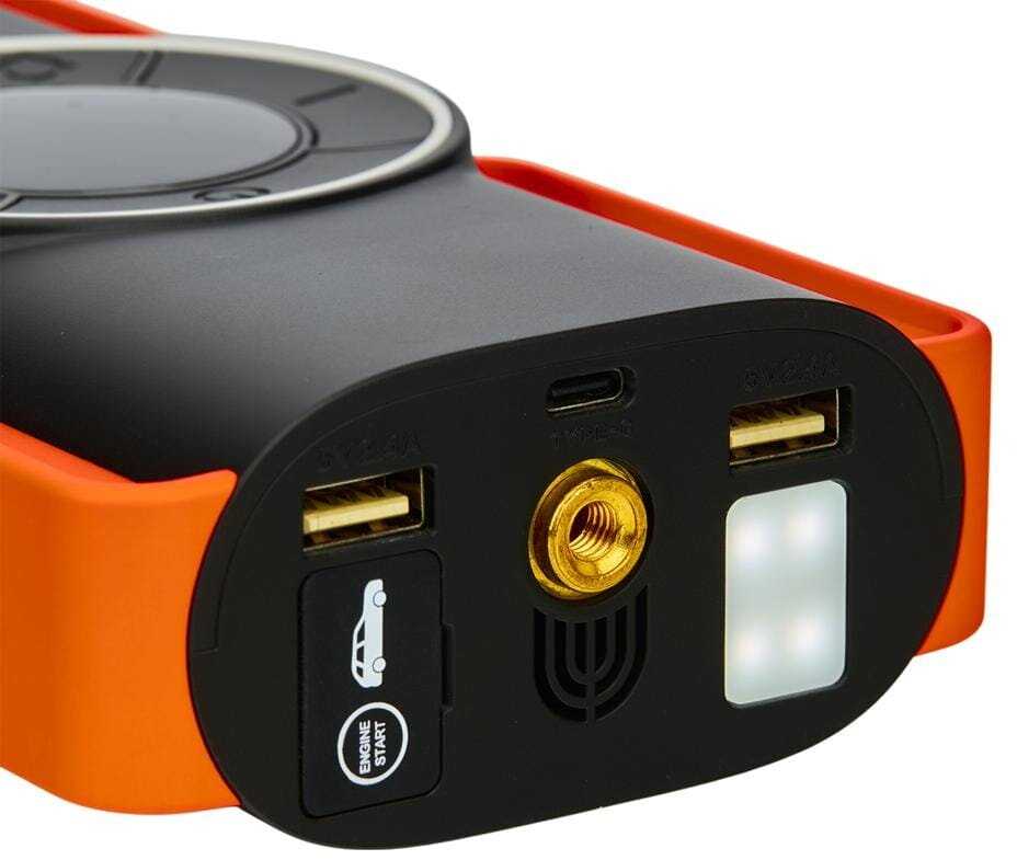 Daugiafunkcinis įkroviklis-paleidėjas su kompresoriumi ir LED žibintu Kraft & Dele KD5492, 1200A, 12 V, 10000 mAh