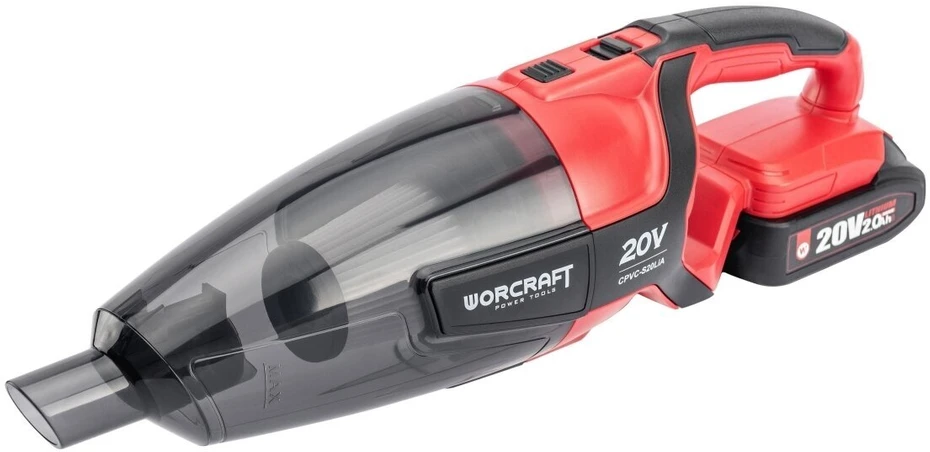 Dulkių siurblys Akumuliatorinis siurblys WORCRAFT 20V Li-ion su 4,0 Ah akumuliatoriumi