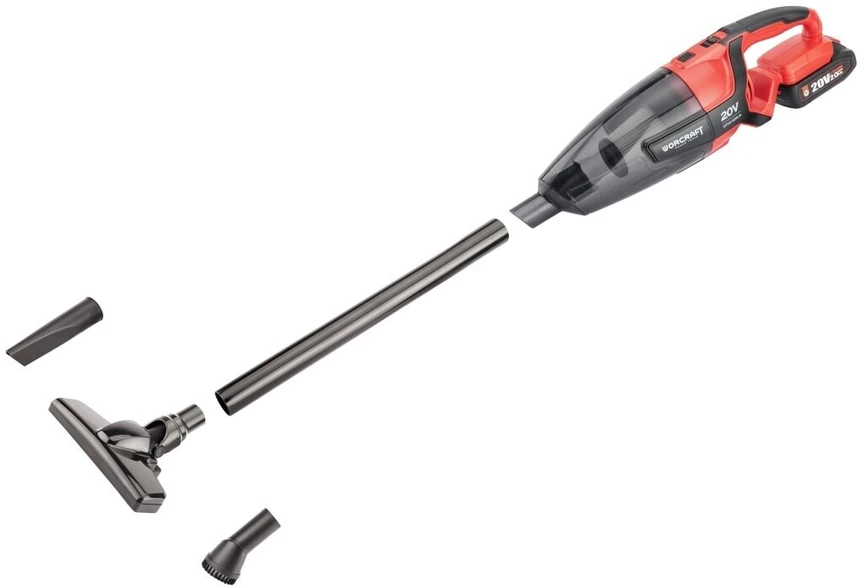 Dulkių siurblys Akumuliatorinis siurblys WORCRAFT 20V Li-ion su 4,0 Ah akumuliatoriumi