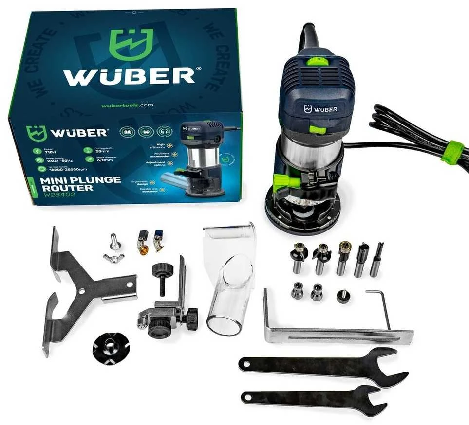 Elektrinė freza Wuber W28402 710W + 5 frezų rinkinys