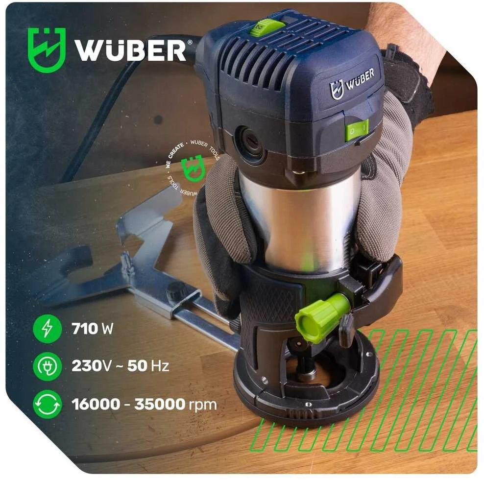 Elektrinė freza Wuber W28402 710W + 5 frezų rinkinys