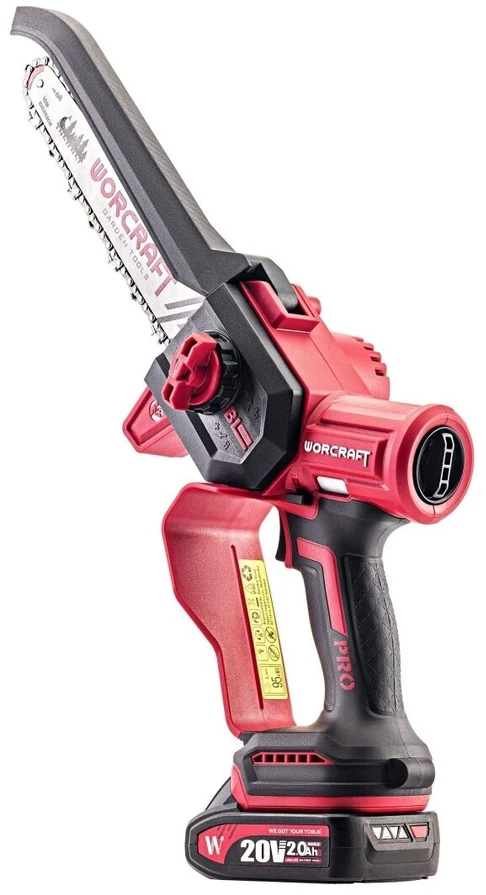 Grandininis pjūklas Akumuliatorinis grandininis mini pjūklas WORCRAFT 8" 20V LI-ION 2x2.0Ah