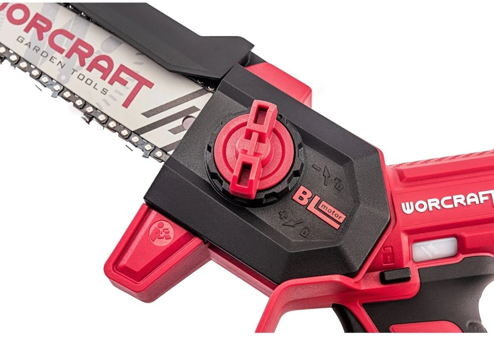 Grandininis pjūklas Akumuliatorinis grandininis mini pjūklas WORCRAFT 8" 20V LI-ION 2x2.0Ah