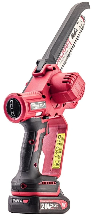 Grandininis pjūklas Akumuliatorinis grandininis mini pjūklas WORCRAFT 8" 20V LI-ION 2x2.0Ah