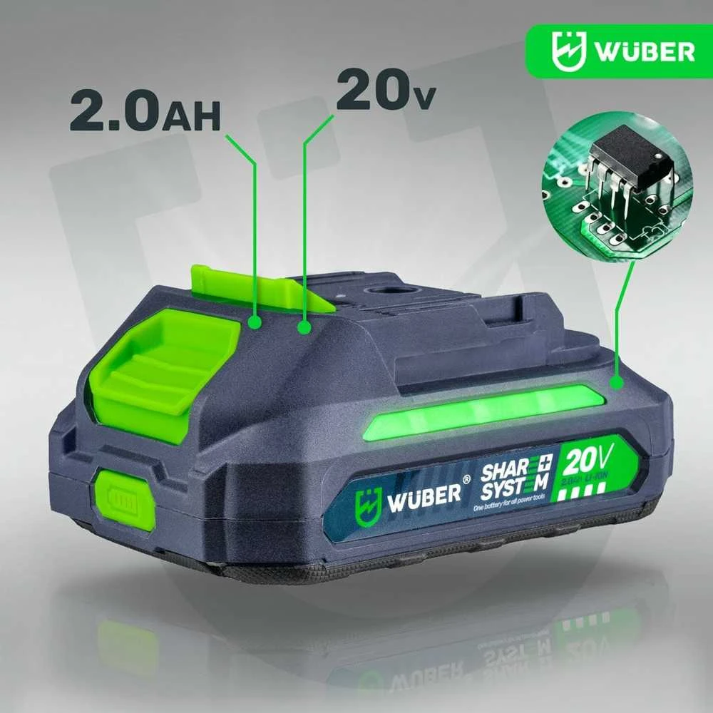 Grandininis pjūklas Akumuliatorinis grandininis mini pjūklas Wuber W04535, 20V su dviem akumuliatoriais ir įkrovikliu