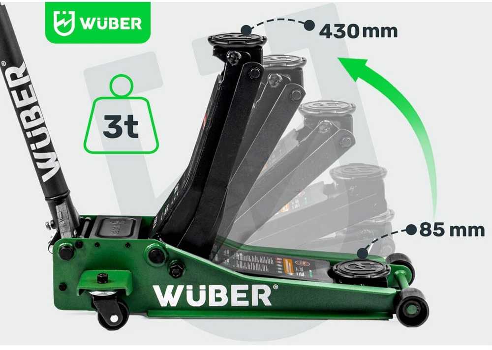 Hidraulinis žemo profilio domkratas Wuber W22022 85-430mm, 3t