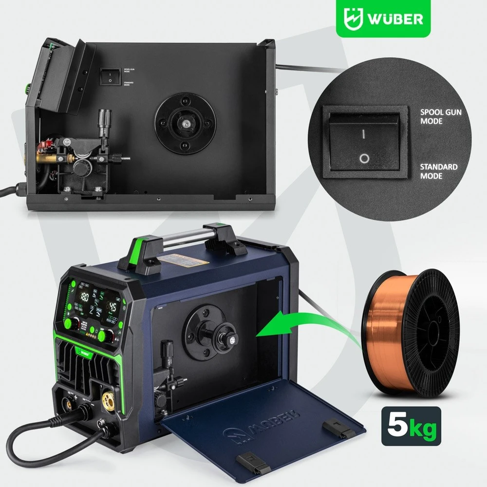 Inverterinis suvirinimo pusautomatis Wuber W19005 MIG FLUX MMA TIG