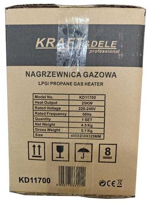 KRAFT & DELE Dujinis šildytuvas Kraft&Dele KD11700, 25kW su termostatu