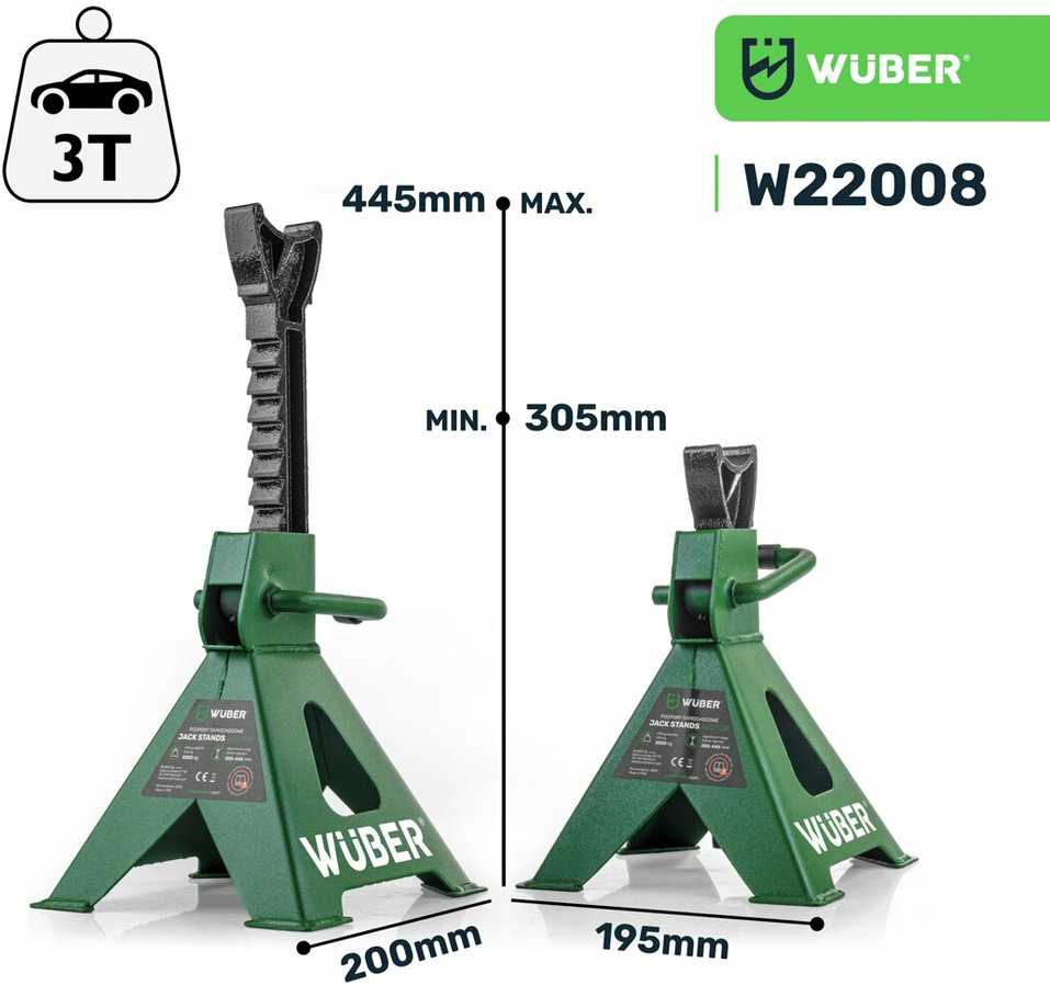 Pastatomas domkratas Wuber 3t 2vnt.