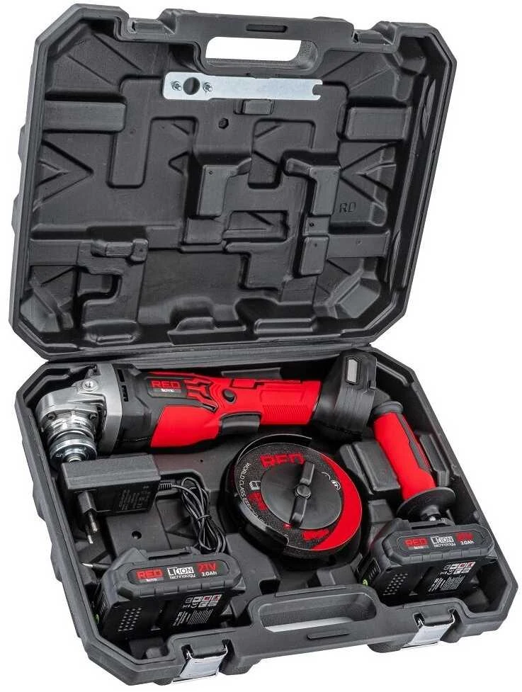 Red Technic Akumuliatorinis kampinis šlifuoklis Raudona Technic RTSZK0140, 21V Li-ion 125mm