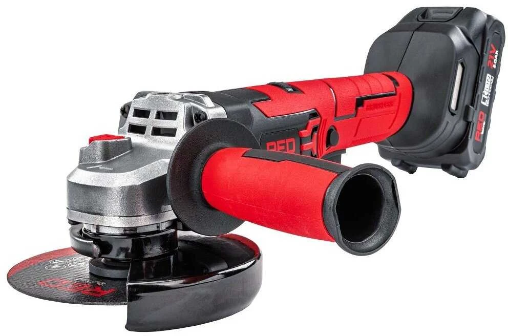Red Technic Akumuliatorinis kampinis šlifuoklis Raudona Technic RTSZK0140, 21V Li-ion 125mm