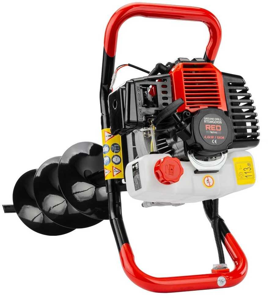 Red Technic Raudona Technic Benzinins žemės grąžtas Raudona Technic RTSWG0106 su 3 grąžtais ir prailgintuvu