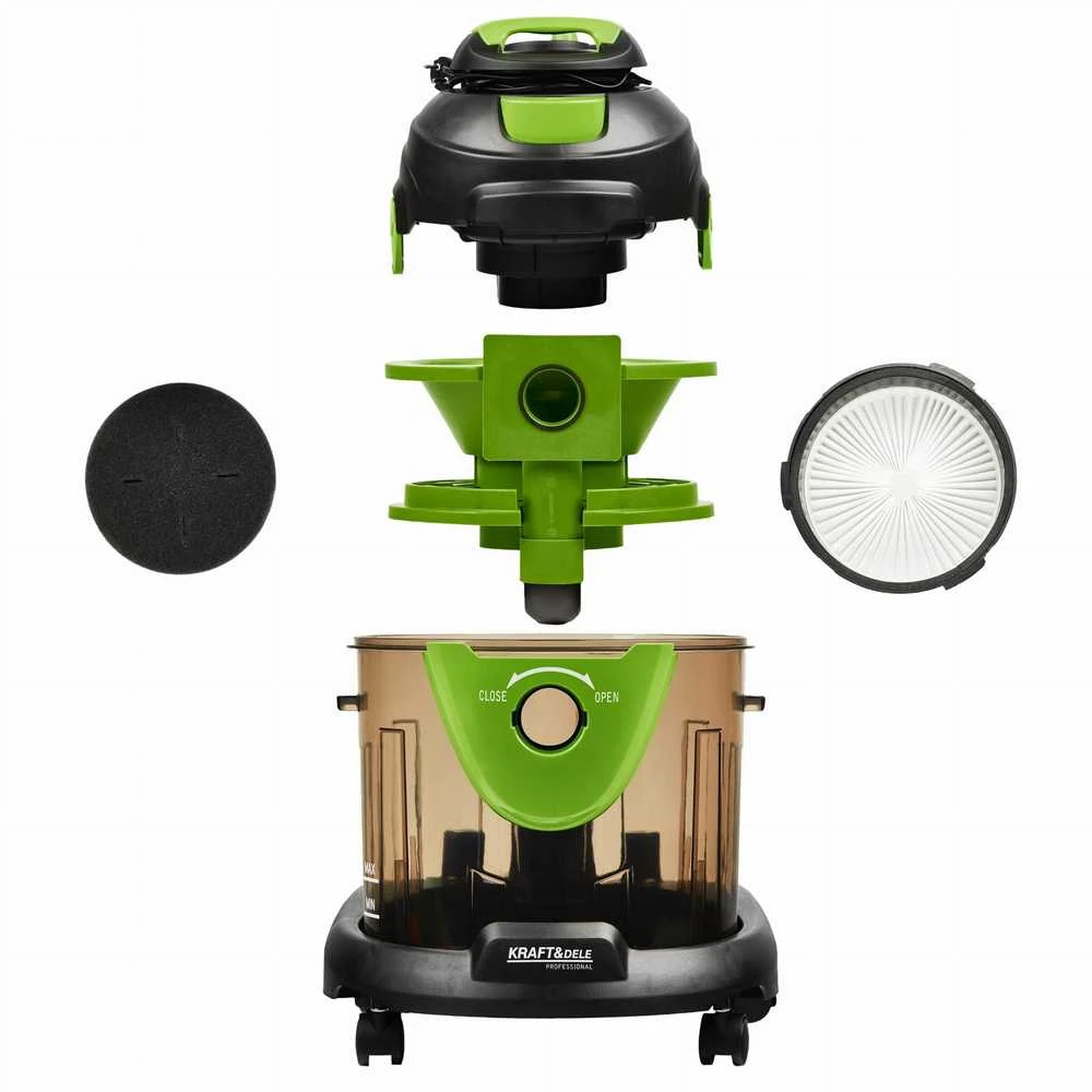 Šlapio/sauso valymo dulkių siurblys su vandens filtru Kraft & Dele KD5157