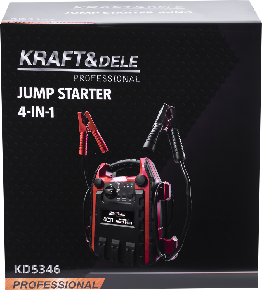 Užvedimo įrenginys, kompresorius, išorinė baterija, apšvietimas Kraft & Dele KD5346, 1200/600A 22Ah 12V