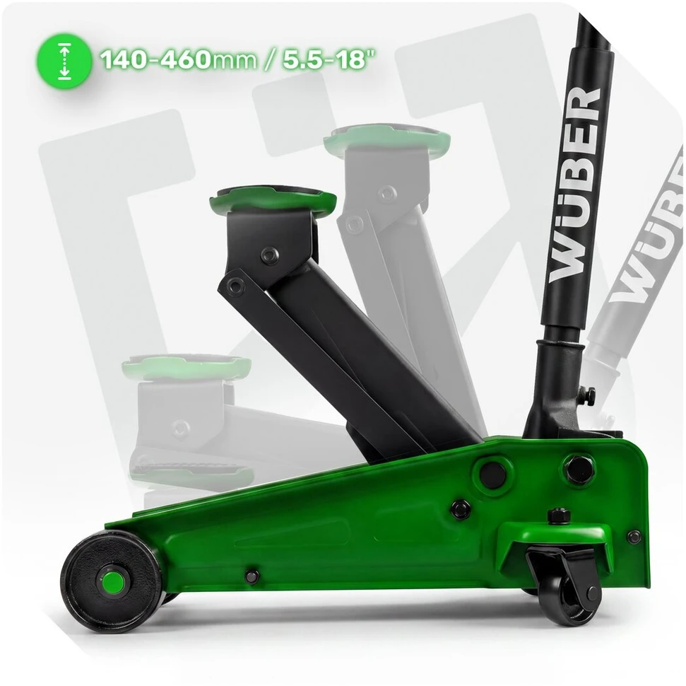 Žemo profilio 3 t hidraulinis domkratas Wuber W22048, 140-460mm