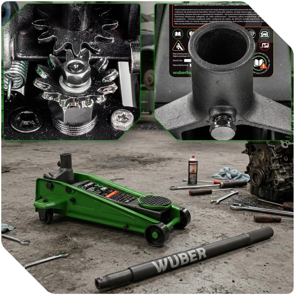 Žemo profilio 3 t hidraulinis domkratas Wuber W22048, 140-460mm