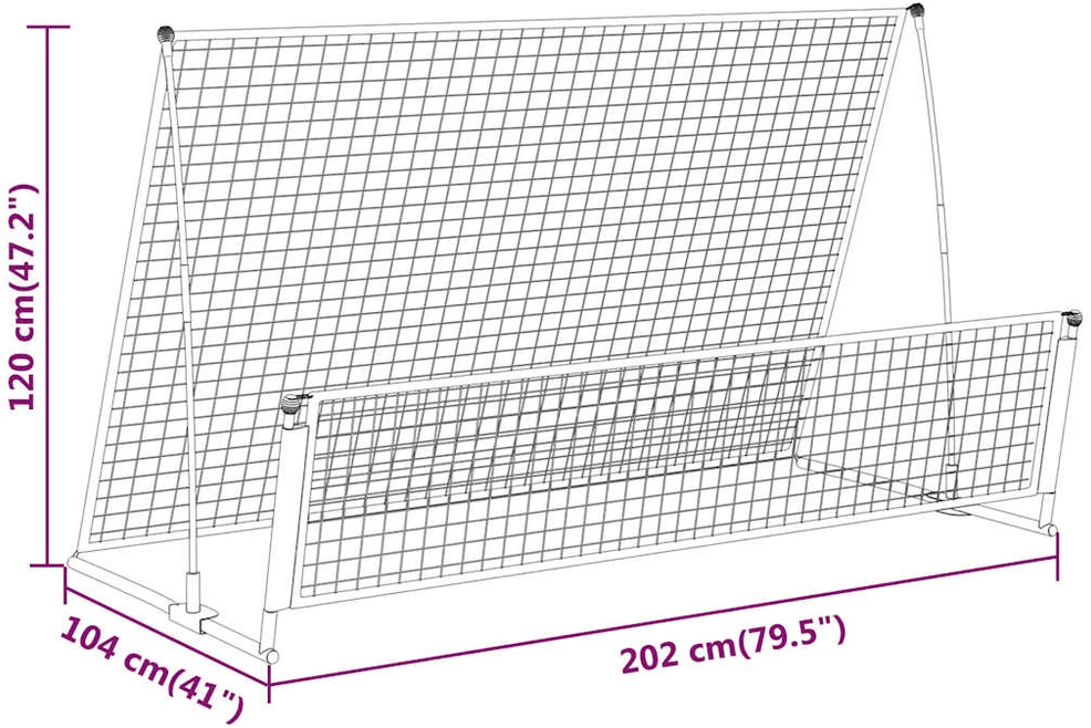 2-1 Futbolo vartai su atmušimo sienele, 202x104x120cm, plienas