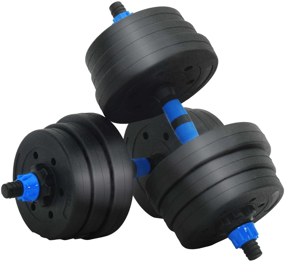 2-in-1 hantelių ir štangos rinkinys 20 kg Juoda ir mėlyna