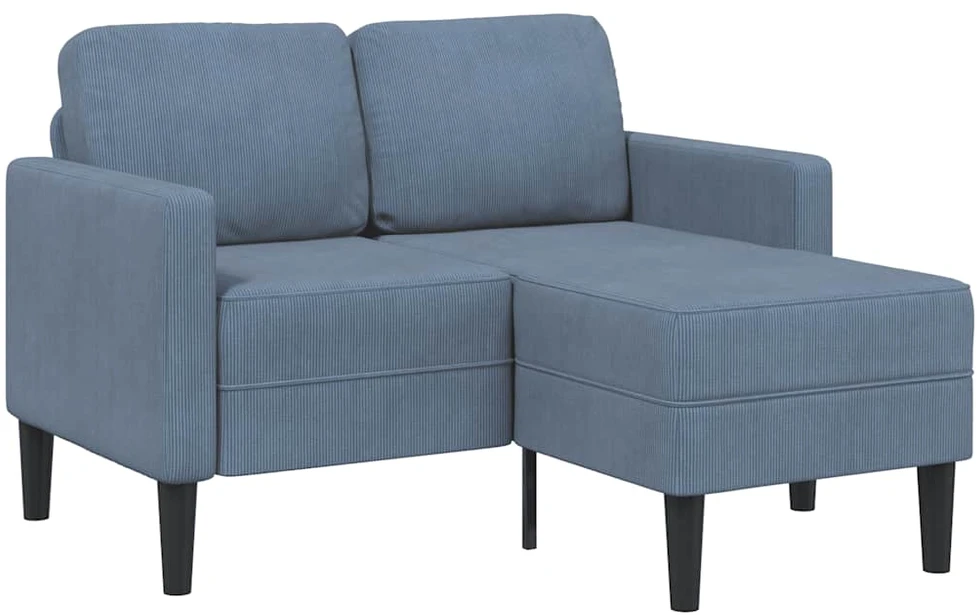 2-vietė sofa su gultu L formos mėlyna 125 cm patalynė