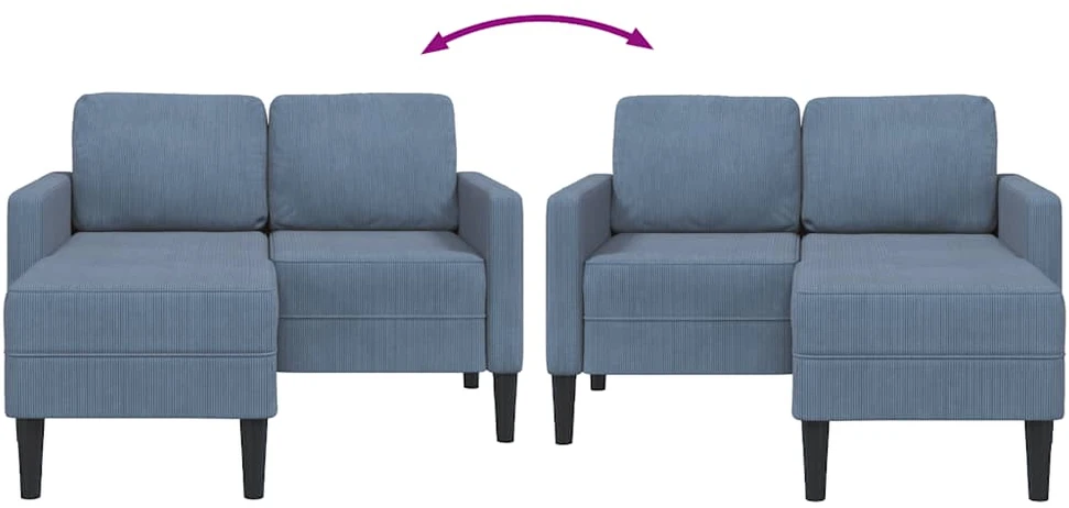 2-vietė sofa su gultu L formos mėlyna 125 cm patalynė